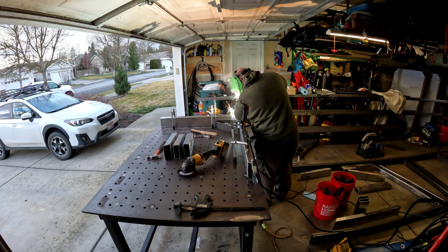 Couldn't find a picture of the fab table when it was finished but here's one in action!