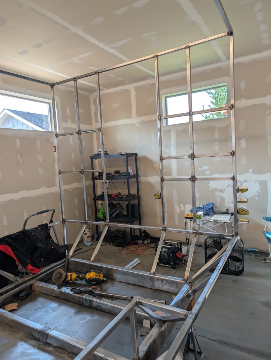 Rear wall AC mounting spacing in place and full welding done.